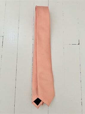 Kai Long Peach Solid Textured Tie